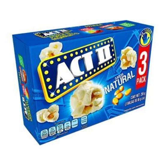 Imagen de Palomitas para microondas ACT II sabor natural 3 bolsas de 80g c/u