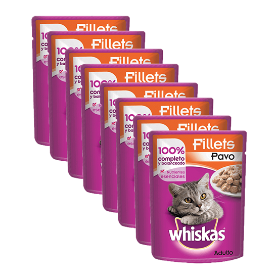Imagen de Alimento para gato fillets pavo Whiskas Paquete 8 sobres 85g c/u
