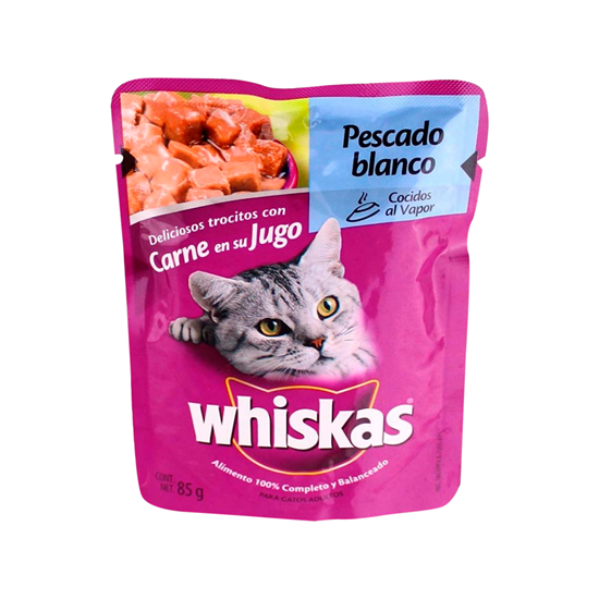 Imagen de Whiskas 85g fillets de pescado blanco paquete con 8 sobres
