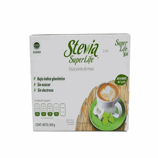 Imagen de Stevia super life 200 sobres de 1g c/u