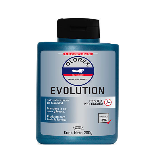Imagen de Talco desodorante frescura prolongada con triclosán para pies Olorex Evolution 200g