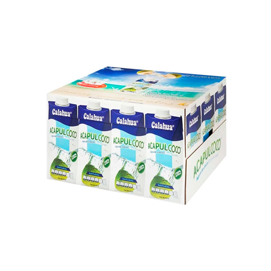 Imagen de Agua de coco Calahua Acapulcoco natural caja con 12 pzas de 1L c/u
