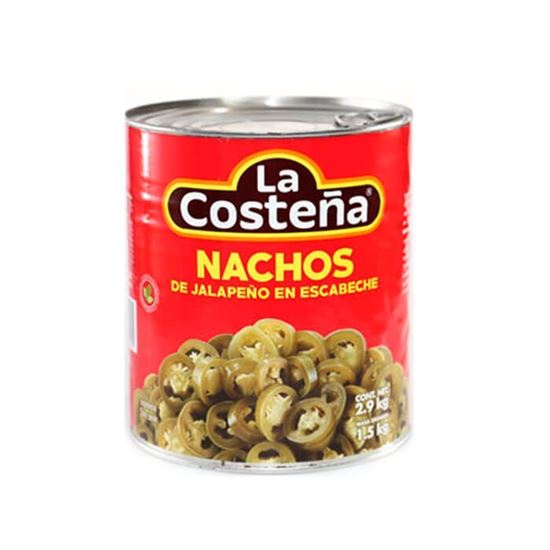 Imagen de Chiles jalapeños en escabeche para nachos La Costeña en lata 2.8kg
