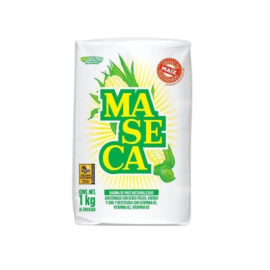 Imagen de Harina de maíz blanco nixtamalizado para preparar masa sin gluten Maseca 1kg