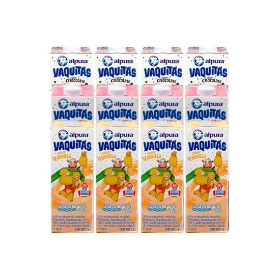 Imagen de Leche sabores surtidos Alpura Vaquitas caja con 12 pzas de 1L c/u