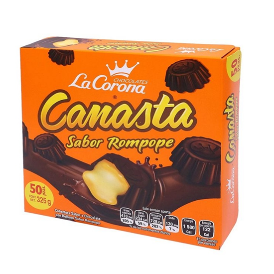Imagen de Chocolate con relleno sabor rompope La Corona Canasta 50 pzas