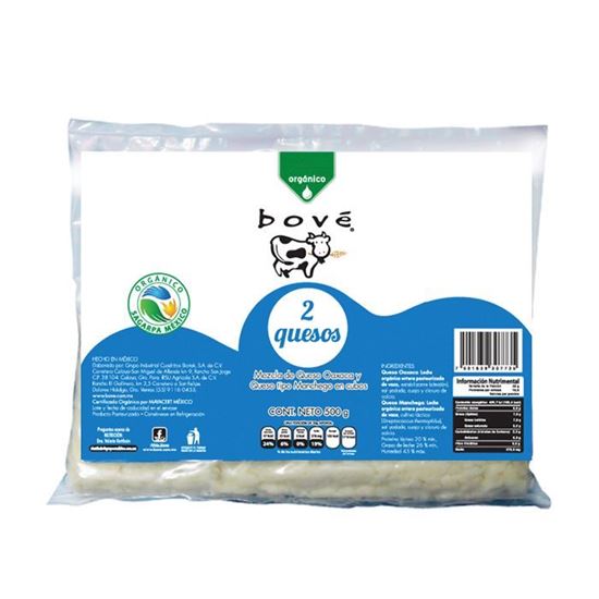Imagen de Mezcla de quesos orgánicos (Oaxaca y manchego en cubos) Bové 2 Quesos 500g