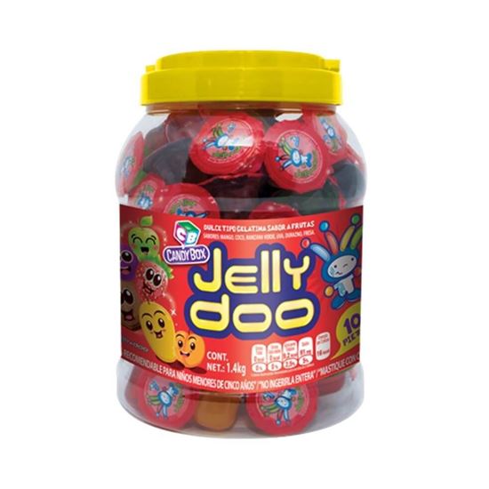 Imagen de Dulce de mini gelatina Candy Box Jelly Doo vitrolero 1.4kg (100 pzas)