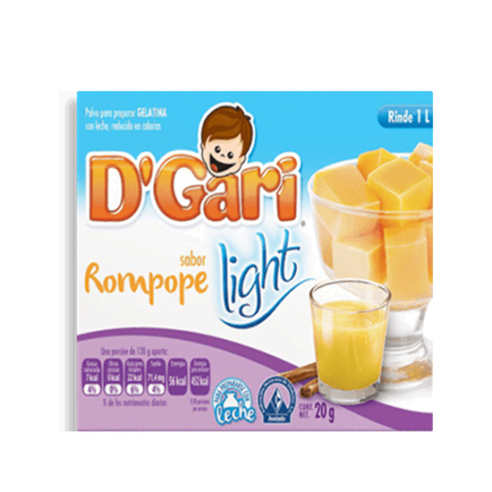Imagen de Polvo para gelatina de leche sabor rompope light D'Gari 20g