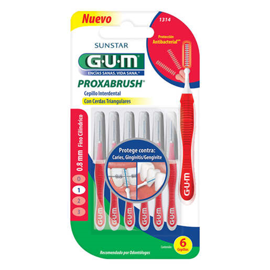 Imagen de Cepillo interdental GUM proxabrush 0.8mm (6 pzas)