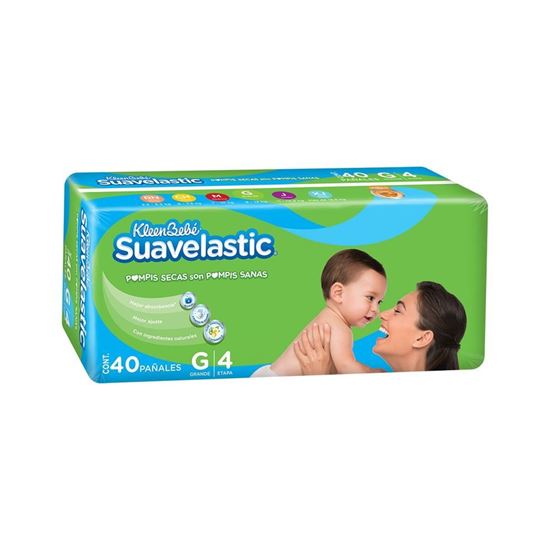 Imagen de Pañales Kleenbebé Suavelastic Max etapa grande 4G (9-12kg) 44 pzas