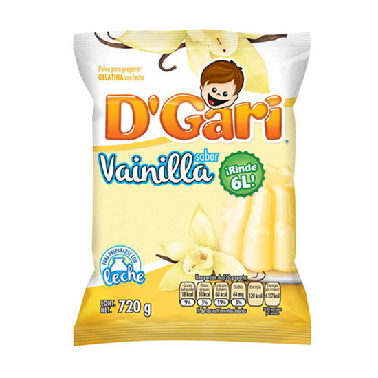 Imagen de Polvo para preparar gelatina de leche sabor vainilla D'gari 720g