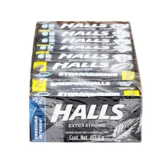 Imagen de Pastilla Halls refrescante sabor mentol y eucalipto caja con 12 pzas