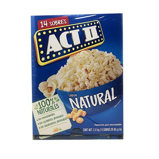 Imagen de Palomitas sabor natural para microondas ACT II 14 sobres con 80g c/u