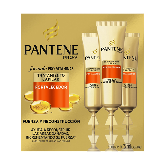 Imagen de Ampolleta Pantene tratamiento capilar fortalecedor 3 piezas de 15 ml c/u