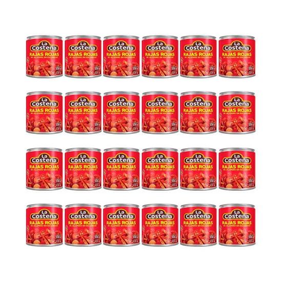 Imagen de Chile rajas rojas La Costeña caja con 24 piezas 220 g c/u