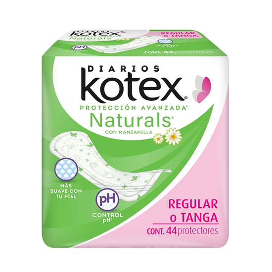 Imagen de Pantiprotectores Kotex Naturals regular o tanga 44 pzas