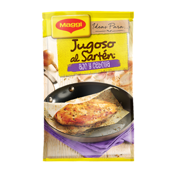 Imagen de Hojas sazonadoras Maggi jugoso al sartén sabor ajo y cebolla (4 hojas de 6g c/u)