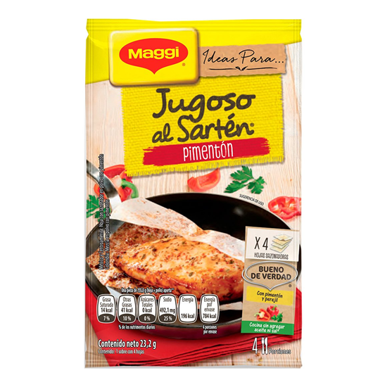 Imagen de Hojas sazonadoras Maggi jugoso al sartén pimentón 4 hojas de 6g c/u