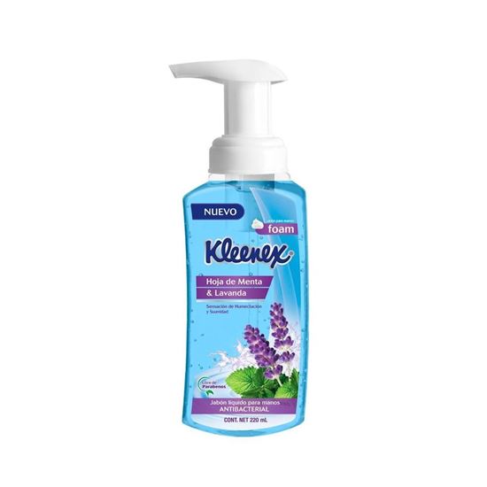 Imagen de Jabón líquido antibacterial para manos en espuma (foam) con hoja de menta & lavanda Kleenex 220ml