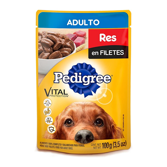 Imagen de Alimento para perro adulto Pedigree de res en filetes 100g