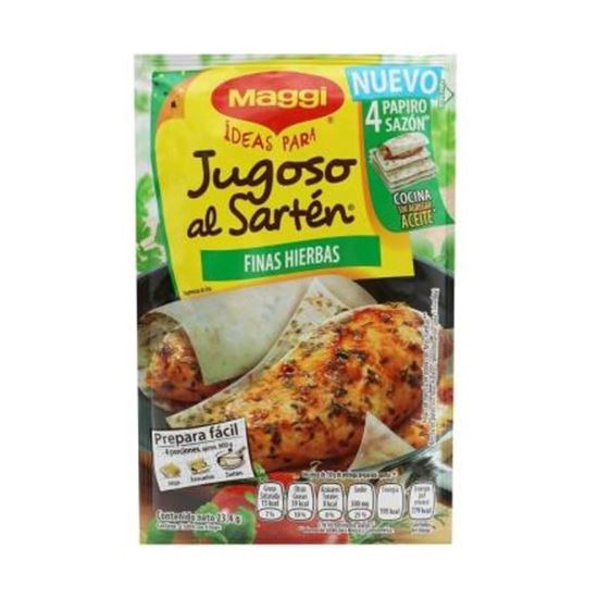 Imagen de Hojas sazonadoras Maggi jugoso al sartén finas hierbas 23.4 g en 4 hojas