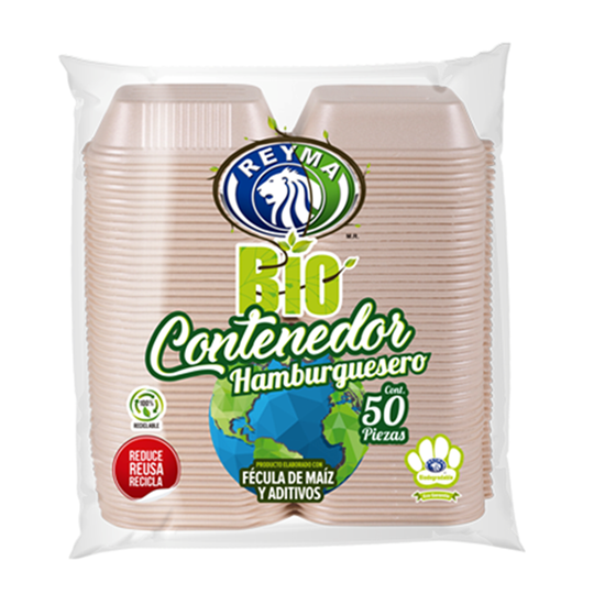 Imagen de Contenedor hamburguesero Reyma Bio 50 pzs
