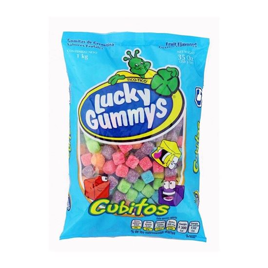 Imagen de Gomitas de sabores frutales Lucky Gummys Cubitos 1kg