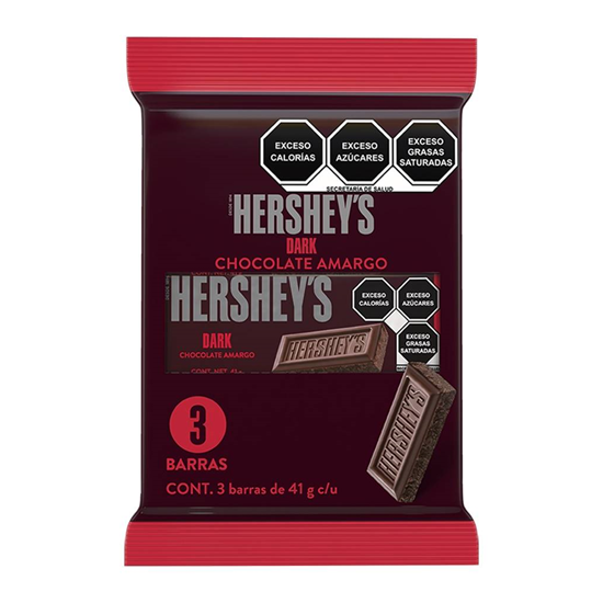 Imagen de Chocolate amargo Hershey's Dark 3 barras de 41g c/u