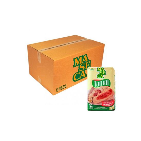 Imagen de Harina de maíz para tamales Maseca caja con 10 pzas de 1kg c/u