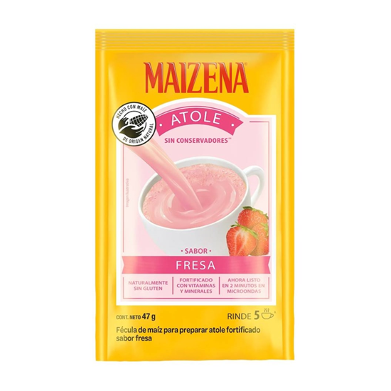 Imagen de Fécula de maíz Maizena para preparar atole sabor fresa 47g