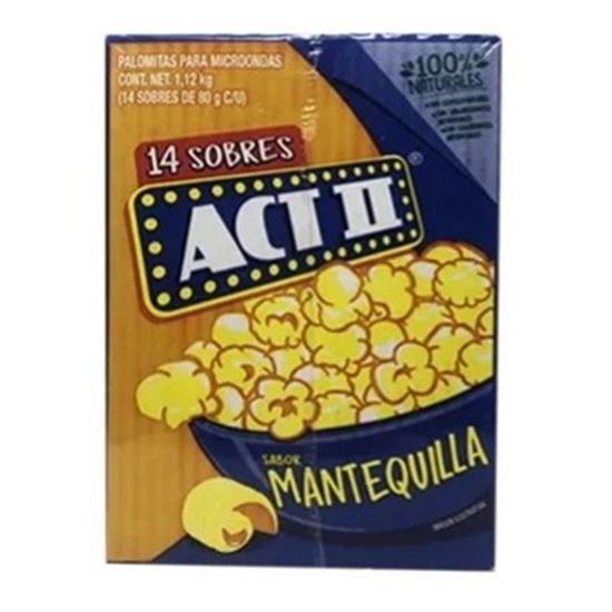Imagen de Palomitas de maíz para microondas sabor mantequilla ACT II 14 sobres de 80g c/u (1.12kg)