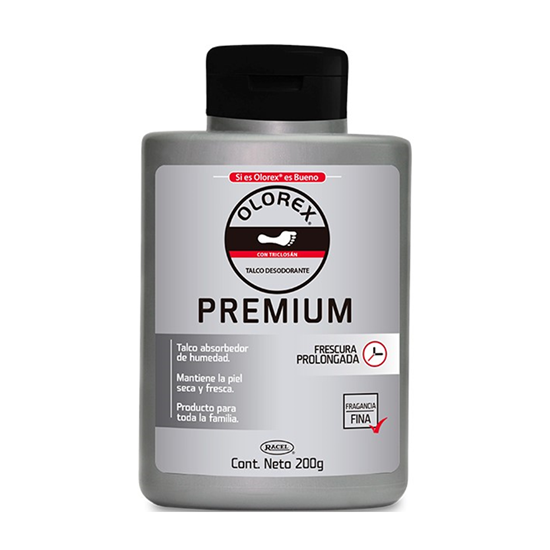 Imagen de Talco desodorante frescura prolongada con triclosán para pies Olorex Premium 200g
