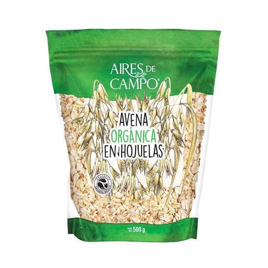 Imagen de Avena orgánica en hojuelas Aires de Campo bolsa resellable 500g