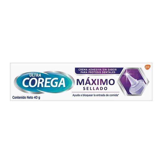 Imagen de Crema adhesiva sin sabor para prótesis dentales Ultra Corega máximo sellado 40g