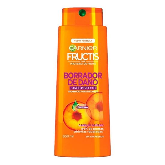 Imagen de Shampoo fortificante borrador de daño largo perfecto Garnier Fructis 650ml