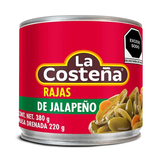 Imagen de Rajas de jalapeño La Costeña en lata 380g