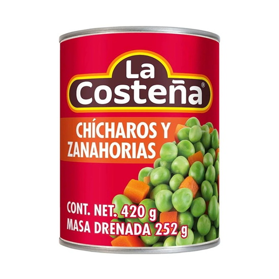 Imagen de Chícharos y zanahorias La Costeña en lata 420g