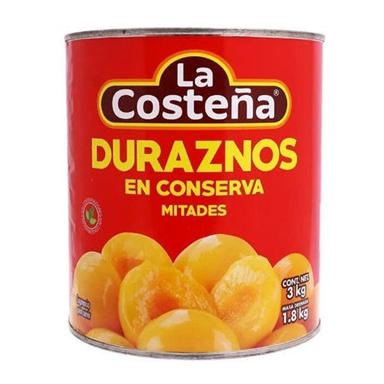 Imagen de Duraznos en almíbar en mitades La Costeña en lata 3kg