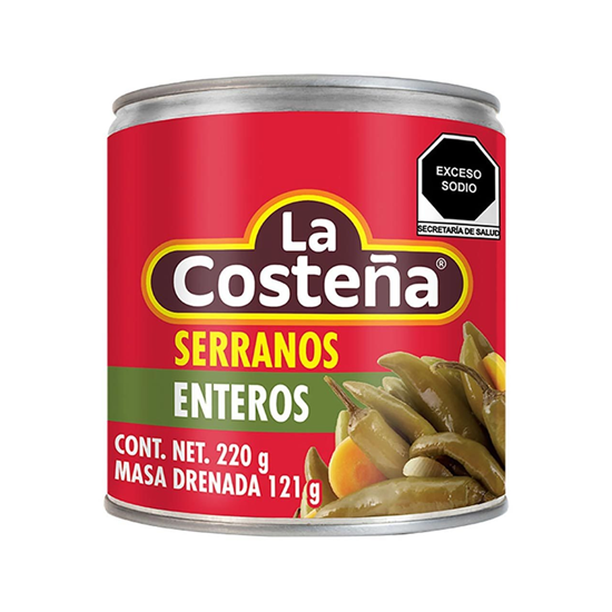 Imagen de Chiles serranos enteros La Costeña en lata 220g