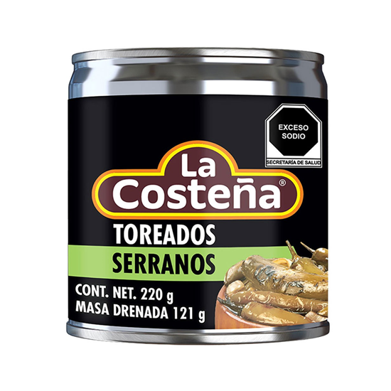 Imagen de Chiles serranos toreados La Costeña en lata 220g