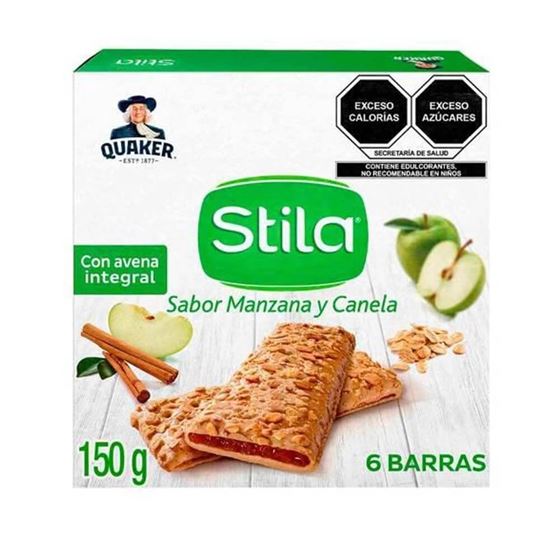 Imagen de Barras Quaker Stila con avena y relleno de fruta sabor manzana y canela 6 pzas
