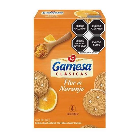 Imagen de Galletas tipo sándwich con relleno sabor naranja Gamesa Clásicas Flor de naranjo 4 pzas (600g)