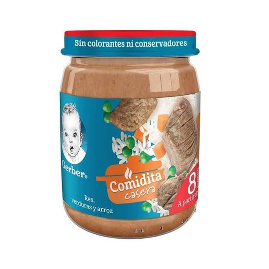 Imagen de Papilla de res, verduras y arroz Gerber etapa 3 170g