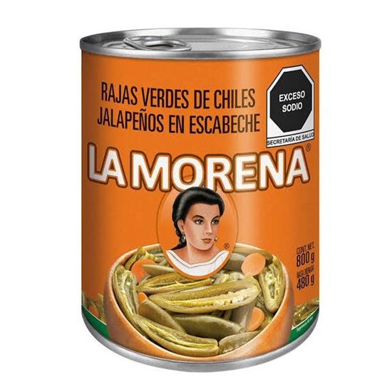 Imagen de Chile rajas verdes La Morena en lata 800g