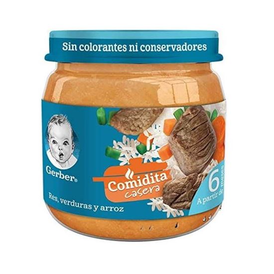 Imagen de Papilla de res, verduras y arroz Gerber etapa 2 100g