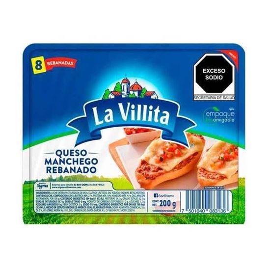 Imagen de Queso manchego rebanado La Villita 200g
