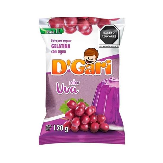 Imagen de Polvo para gelatina de agua sabor uva D'Gari 120g