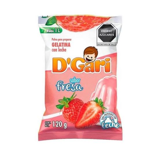 Imagen de Polvo para gelatina de leche sabor fresa D'Gari 120g