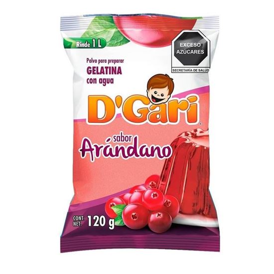 Imagen de Polvo para gelatina de agua sabor arándano D'Gari 120g